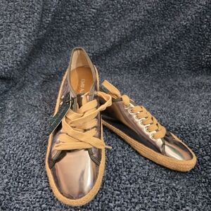 Emu Metallic Rose Espadrille Sneakers with Tan Laces